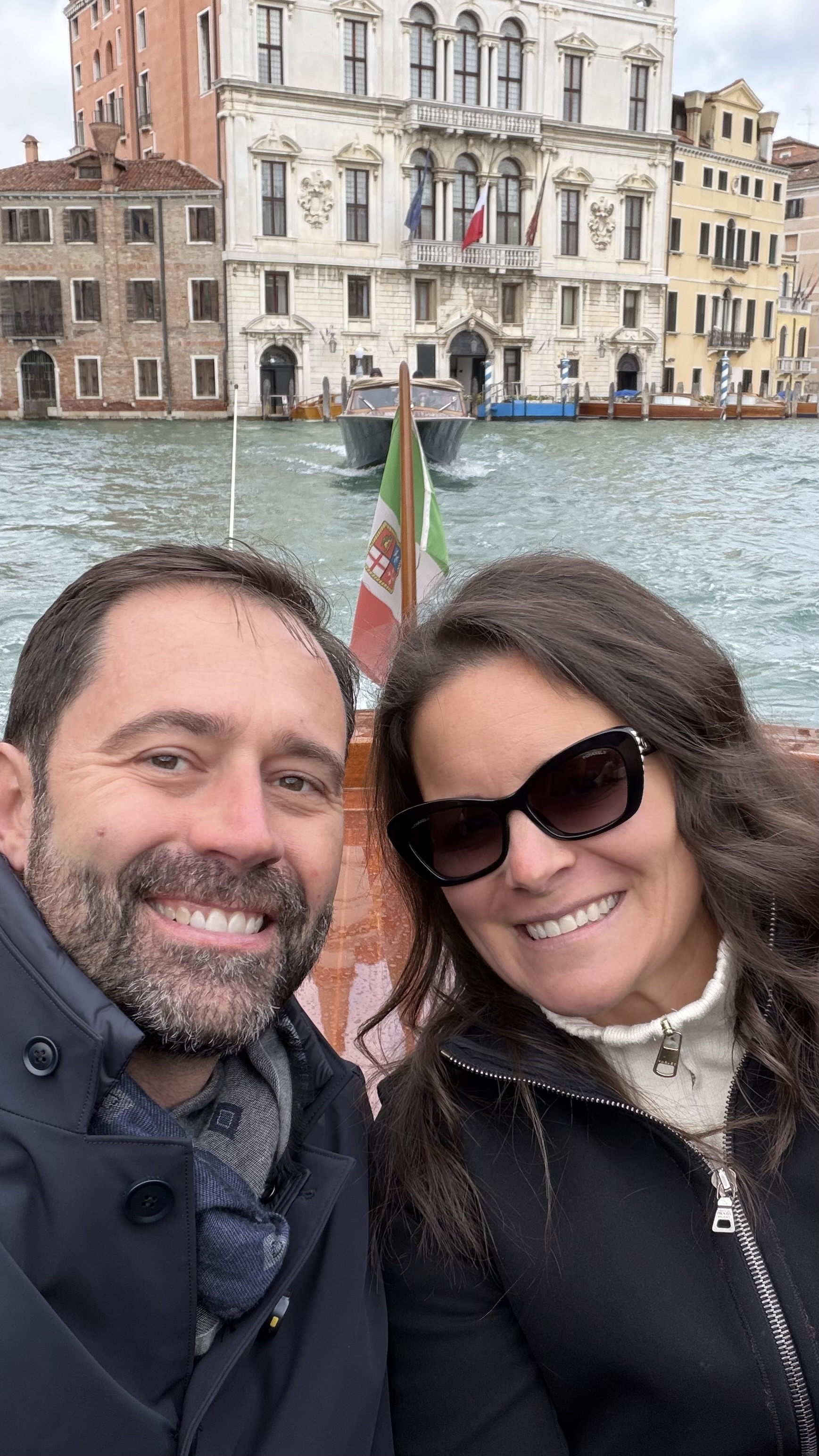 Garry Creath and Pamela Tognin on the Grand Canal in Venice